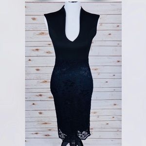 Black v neck lace dress